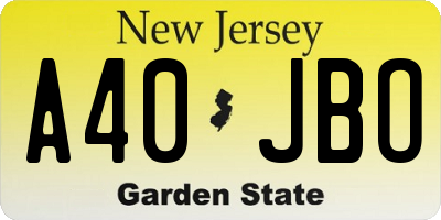 NJ license plate A40JBO