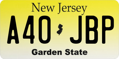 NJ license plate A40JBP