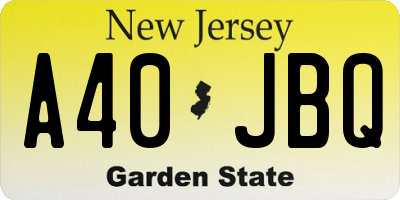 NJ license plate A40JBQ