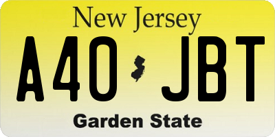 NJ license plate A40JBT