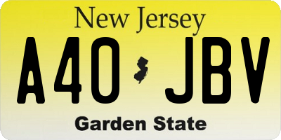 NJ license plate A40JBV