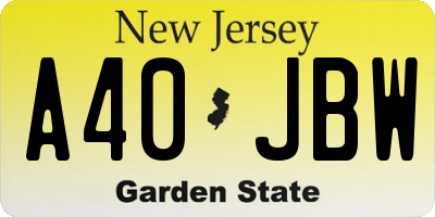 NJ license plate A40JBW