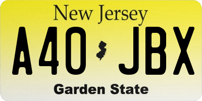 NJ license plate A40JBX