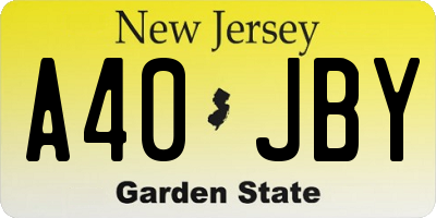 NJ license plate A40JBY