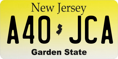 NJ license plate A40JCA