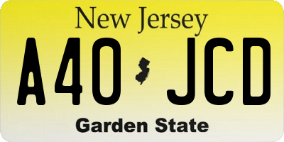 NJ license plate A40JCD