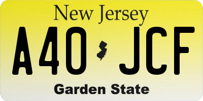 NJ license plate A40JCF