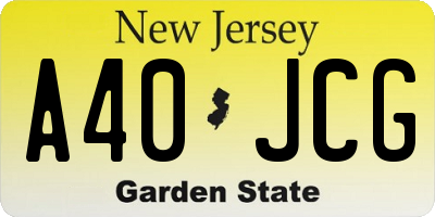 NJ license plate A40JCG