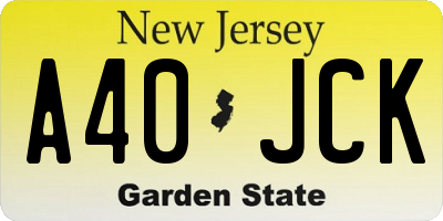 NJ license plate A40JCK