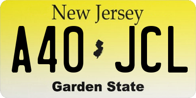NJ license plate A40JCL