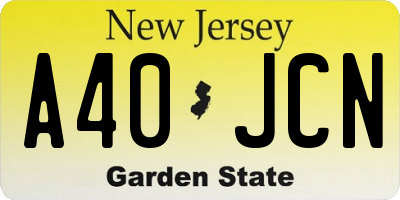 NJ license plate A40JCN