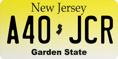 NJ license plate A40JCR