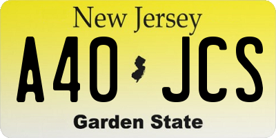 NJ license plate A40JCS