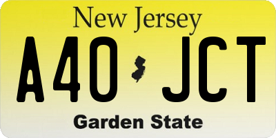 NJ license plate A40JCT