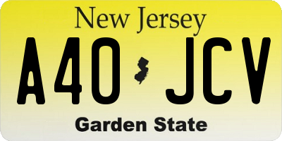 NJ license plate A40JCV
