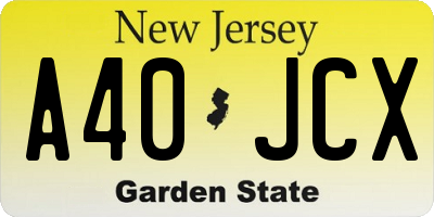 NJ license plate A40JCX