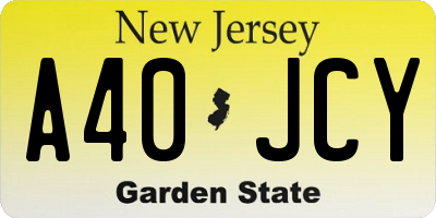 NJ license plate A40JCY