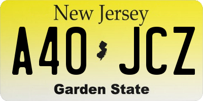 NJ license plate A40JCZ
