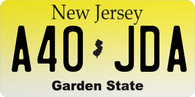 NJ license plate A40JDA