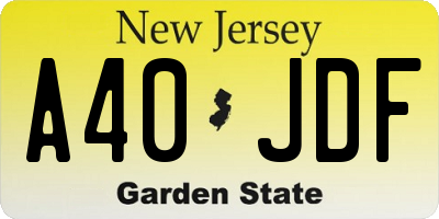 NJ license plate A40JDF