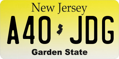 NJ license plate A40JDG