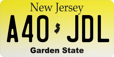 NJ license plate A40JDL