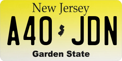 NJ license plate A40JDN