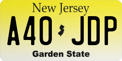 NJ license plate A40JDP