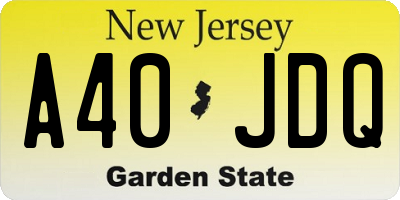 NJ license plate A40JDQ