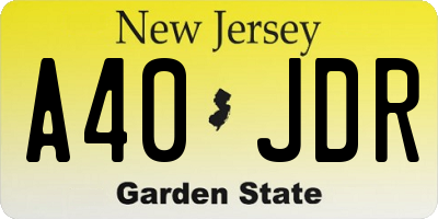 NJ license plate A40JDR