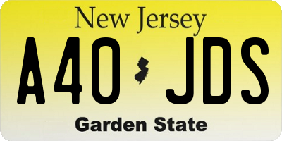 NJ license plate A40JDS