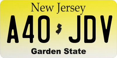 NJ license plate A40JDV