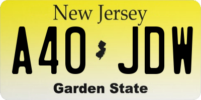 NJ license plate A40JDW