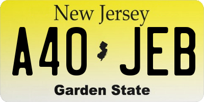 NJ license plate A40JEB