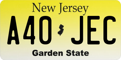 NJ license plate A40JEC
