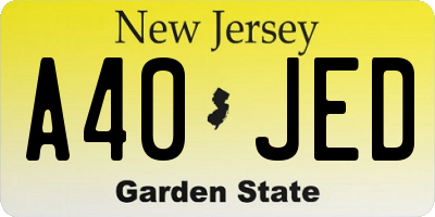 NJ license plate A40JED