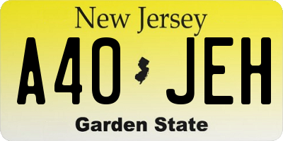 NJ license plate A40JEH