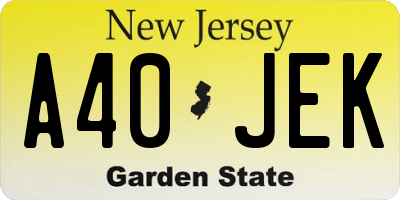 NJ license plate A40JEK