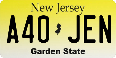 NJ license plate A40JEN