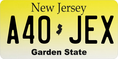 NJ license plate A40JEX