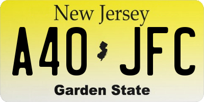 NJ license plate A40JFC