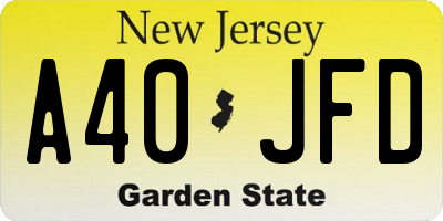 NJ license plate A40JFD
