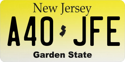 NJ license plate A40JFE