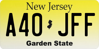 NJ license plate A40JFF