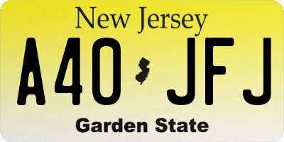 NJ license plate A40JFJ