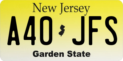 NJ license plate A40JFS