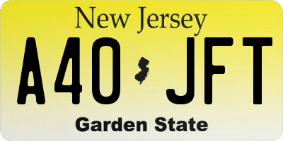 NJ license plate A40JFT