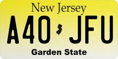 NJ license plate A40JFU