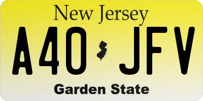 NJ license plate A40JFV