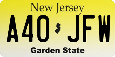 NJ license plate A40JFW